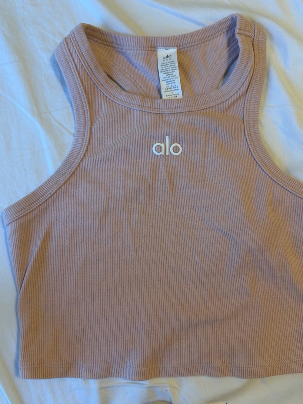 Alo Ribbed Cropped Tank - Dusty Pink